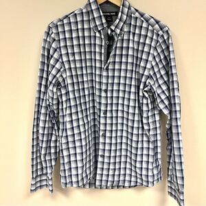 Michael Kohrs grey and navy plaid button down Sz Sm